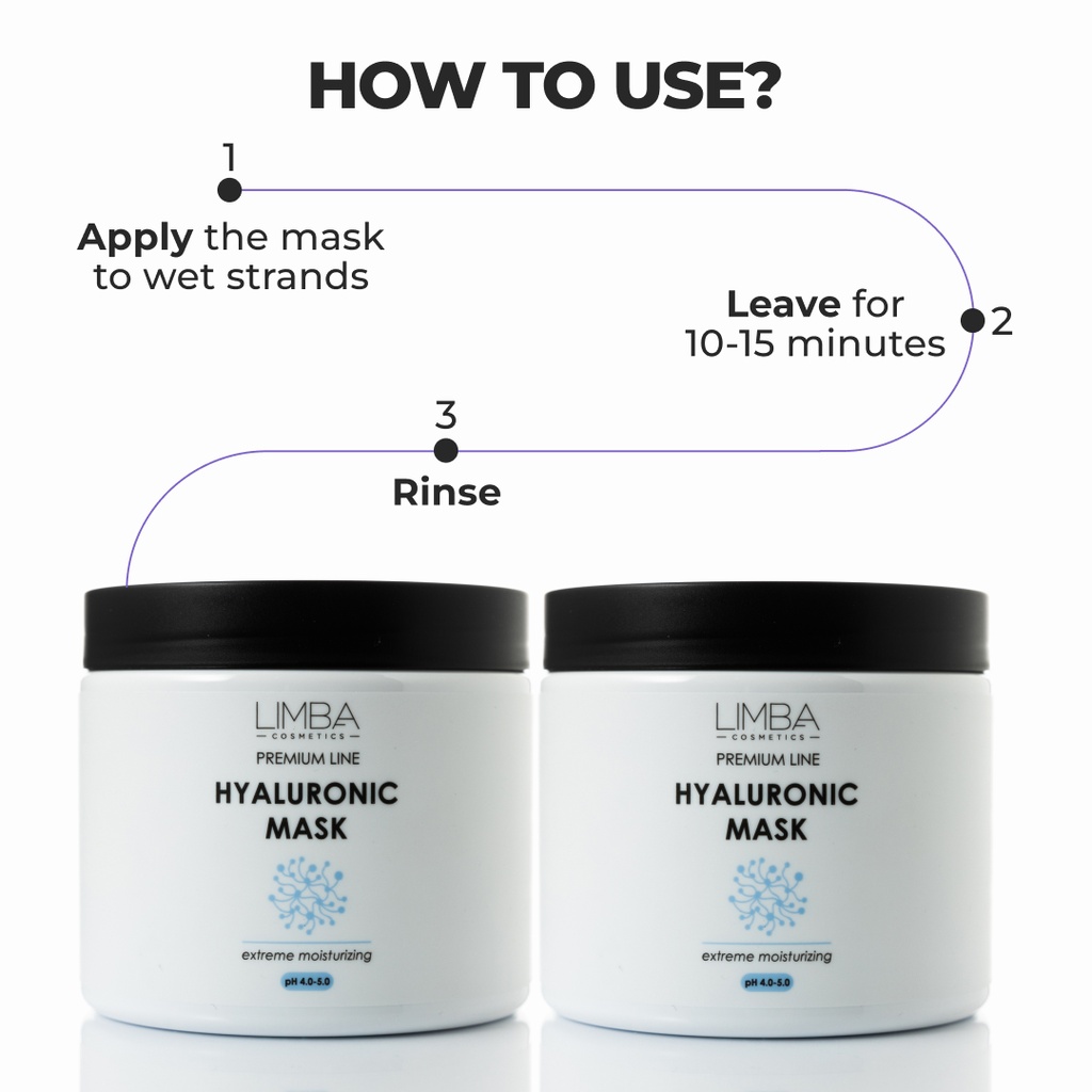 Limba Cosmetics Premium Line Hyaluronic Moisturizing Hair Mask, 500 ml